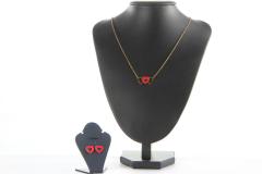 Collier et boucles cœur rouge – coffret bijou à offrir avec amour / Rode hart sieradenset – romantisch cadeau-idee / Red heart jewelry set – romantic gift idea