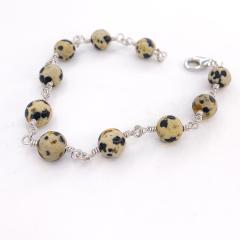 Bracelet homme en argent 925 avec perles d’agate dalmatien – style brut et naturel / Herenarmband in 925 zilver met dalmatiër agaat – stoer en authentiek / Men’s 925 silver bracelet with dalmatian agate beads – bold and earthy elegance