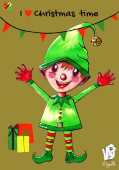 Photo de l'article Carte Postale "I 🖤 Christmas time" Lutin 1
