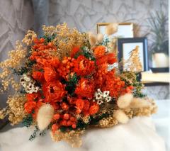 Bouquet fleurs séchées orange et sable – chaleur artisanale naturelle / Gedroogd bloemenboeket oranje en zand – natuurlijke ambachtelijke warmte / Orange and sand dried flower bouquet – natural handmade warmth