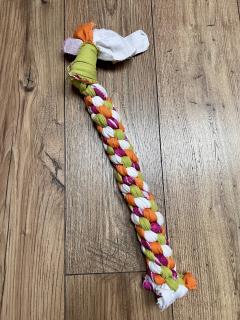 Grande corde jaune, rose & blanche – jouet artisanal ultra solide pour chien actif / Groot geel, roze & wit touw – supersterk handgemaakt speeltje voor actieve hond / Large yellow, pink & white rope – extra strong handmade toy for active dog