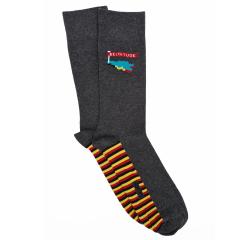 Chaussettes Monty Belgitude – Fond noir avec accents orange, coton chaud et élégant / Monty sokken Belgitude – Zwarte basis met oranje accenten, warme en elegante katoen / Monty socks Belgitude – Black base with orange accents, warm and stylish cotton