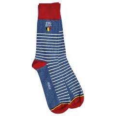 Chaussettes Monty Big Belge – Rayures bleu et rouge, coton souple, look décontracté et belge / Monty sokken Big Belge – Blauw en rood gestreept, zachte katoen, casual Belgische look / Monty socks Big Belge – Blue and red stripes, soft cotton, casual Belgian look