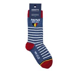 Chaussettes Monty Mini Belge enfants – Rayures bleu et rouge, coton doux, confort quotidien / Monty kindersokken Mini Belge – Blauw-rood gestreept, zachte katoen, dagelijks comfort / Monty kids socks Mini Belge – Blue-red stripes, soft cotton, everyday comfort