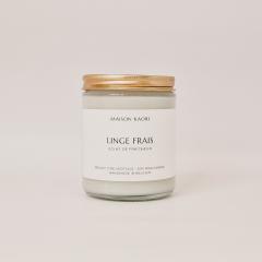 Bougie artisanale parfum linge frais – senteur pure, cire végétale, idée cadeau détente / Handgemaakte kaars met frisse linnensgeur – zuivere geur, plantaardige was, ideaal geschenk / Handmade fresh linen scented candle – pure fragrance, vegetable wax, perfect gift