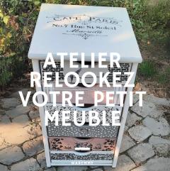 Stage atelier relooking meuble – Invitation à donner une seconde vie à vos meubles / Bord voor meubelmake-over atelier – Uitnodiging om je meubels een tweede leven te geven / Furniture makeover workshop sign – Invitation to give furniture a second life