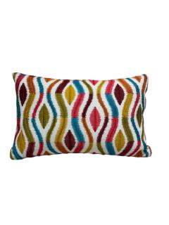 Coussin rectangulaire "Caracas" coloré – dos orange, fait main en Belgique / Rechthoekig kussen "Caracas" met oranje achterkant – handgemaakt in België / Rectangular cushion "Caracas" with orange back – handmade in Belgium