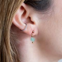 Boucles d’oreilles Flo en argent rhodié ou vermeil – cube d’aventurine élégant / Flo oorbellen in gerhodineerd zilver of vermeil – elegante aventurijnkubus / Flo earrings in rhodium-plated silver or vermeil – elegant aventurine cube