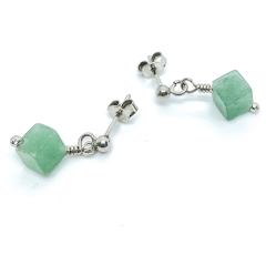 Photo de l'article Boucles d'oreilles Flo, argent rhodié et cube d'aventurine