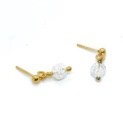 Boucles d’oreilles Flo en vermeil – mini cube de cristal de roche lumineux / Flo oorbellen in vermeil – sprankelende bergkristal kubus / Flo earrings in vermeil – sparkling rock crystal cube