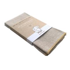 Lot de 2 serviettes de table en lin avec finition dorée – linge de table artisanal, durable et élégant pour décoration de fête ou mariage / Set van 2 linnen servetten met gouden afwerking – handgemaakt en duurzaam tafellinnen voor feesttafel of huwelijk / Set of 2 linen napkins with golden finish – handmade, eco-friendly and elegant table linen for weddings or festive table Koshi