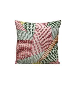 Coussin brodé carré "Tutti Frutti" – touche artisanale colorée pour une déco originale / Geborduurd vierkant kussen "Tutti Frutti" – handgemaakt accent met kleur / Embroidered square pillow "Tutti Frutti" – artisanal & colorful touch for your interior