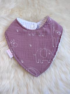 Photo de l'article Bavoir bandana bébé vieux rose – gaze de coton brodée & fait main