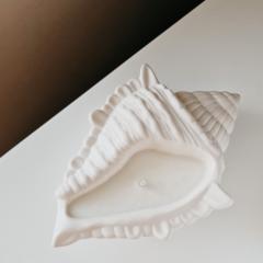 Bougie parfumée MAYA senteur Monoï, design coquillage en jesmonite, artisanale / Geurkaars MAYA met monoi geur, schelp design in jesmonite, handgemaakt / MAYA scented candle with monoi fragrance, seashell design in jesmonite, handmade