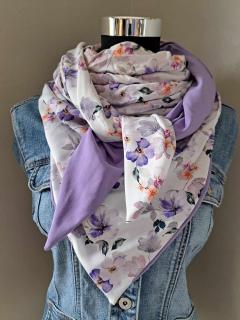 Foulard femme fleuri lilas blanc violet – Manon Création – accessoire mode artisanal belge romantique cadeau unique / Dames sjaal bloemen lila wit paars – Manon Création – handgemaakt modeaccessoire romantisch uniek geschenk / Women’s floral scarf lilac white purple – Manon Création – handmade fashion accessory romantic unique gift
