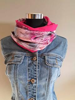 Double tour de cou femme rose gris – Manon Création – accessoire chaud artisanal fait main style unique / Dames col dubbel roze grijs – Manon Création – warme handgemaakte accessoire uniek en stijlvol / Women’s double loop scarf pink grey – Manon Création – warm handmade accessory stylish unique piece