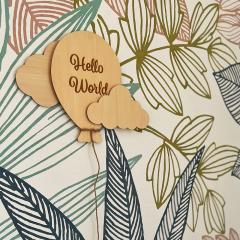Décoration murale en bois personnalisable – Ballon dans les nuages, cadeau naissance / Houten muurdecoratie op maat – Ballon in de wolken, kraamgeschenk / Custom wooden wall decor – Balloon in the clouds, baby gift