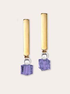 Photo de l'article Tanzanite – Boucles d’oreilles Solo Cubico en nacre de cristal et cristal d’Autriche