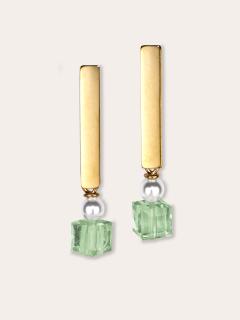 Photo de l'article Chrysolite – Boucles d’oreilles Solo Cubico en nacre de cristal et cristal d’Autriche