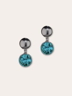 Photo de l'article Boucles d’oreilles en cristal d’Autriche et acier inoxydable – Polare / gun powder indicolite