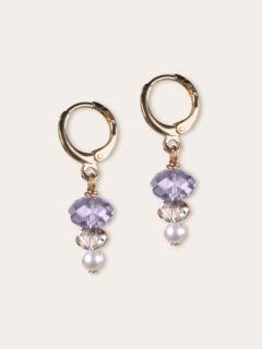 Photo de l'article Boucles d’oreilles en nacre de cristal et cristal d’Autriche – Harmonia / lavender