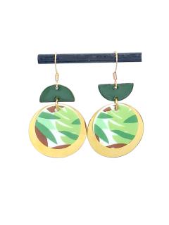 Boucles d'oreilles jungle feuilles vertes – fait main / Green jungle leaf earrings – handmade jewelry / Groene jungle bladeren oorbellen – handgemaakte sieraden