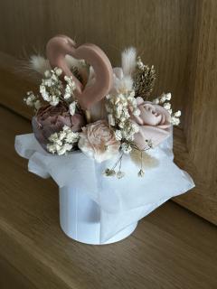 Bouquet artisanal de fondants parfumés et fleurs séchées – cadeau original fait main / Handmade bouquet with scented melts and dried flowers – original gift idea / Handgemaakt boeket met geurblokjes en droogbloemen – origineel cadeau