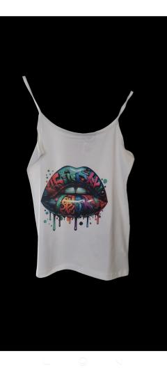 Débardeur créatif imprimé à la main – style unique et décontracté / Handmade printed tank top – unique and casual style / Handgemaakte bedrukte top – unieke en casual stijl