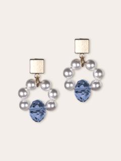 Boucles nacre et cristal d'Autriche Hypnella – Élégance bleu pastel / Mother-of-pearl and Austrian crystal Hypnella earrings – Soft blue elegance / Parelmoer en Oostenrijks kristal Hypnella oorbellen – Zachte blauwe elegantie