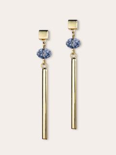 Boucles cristal d’Autriche et or 24K Linea – Bleu éclatant / Austrian crystal and 24K gold Linea earrings – Vibrant blue / Oostenrijks kristal en 24K gouden Linea oorbellen – Stralend blauw