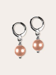 Boucles d’oreilles Faberhaus Modesta pêche en nacre de cristal couleur rosée et acier inoxydable argenté, bijou délicat et féminin, cadeau artisanal unique / Faberhaus oorbellen Modesta perzik met roze kristalparel en verzilverd roestvrij staal, verfijnd en vrouwelijk juweel, uniek ambachtelijk geschenk / Faberhaus earrings Modesta peach with pink crystal pearl and silver stainless steel, delicate feminine jewel, unique handmade gift