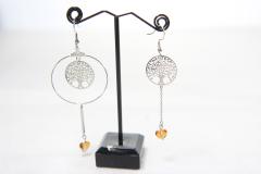 Boucles asymétriques inox motif Fleur de Vie et Swarovski – bijou symbolique à offrir / Asymmetrische oorbellen met Levensbloem en Swarovski – betekenisvol cadeau / Symbolic asymmetrical earrings – Flower of Life and Swarovski