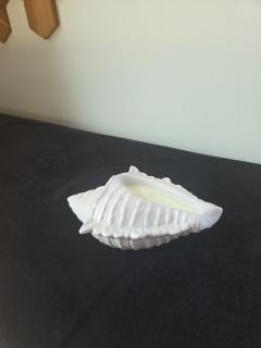 Bougie en forme de coquillage blanche – décoration artisanale / White shell-shaped candle – handmade decoration / Witte kaars in schelpvorm – handgemaakte decoratie