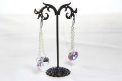 Boucles d'oreilles argentées double cœur brillant – élégance romantique / Zilveren oorbellen met dubbele glanzende harten – romantische elegantie / Silver earrings with double shiny hearts – romantic elegance