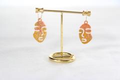 Boucles d'oreilles visage doré – design artistique / Gouden gezicht oorbellen – artistiek ontwerp / Gold face earrings – artistic design