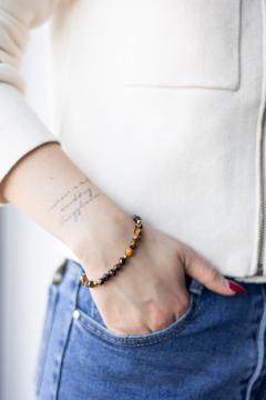 Bracelet artisanal en pierre œil de tigre hexagonale, bijou énergétique pour courage et protection, idée cadeau bien-être unique et élégant / Handgemaakte armband met zeshoekige tijgeroogsteen, krachtig juweel voor moed en bescherming, uniek en stijlvol geschenk / Handmade hexagon tiger eye bracelet, energy jewelry for courage and protection, unique elegant gift for well-being