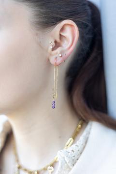 Boucles d’oreilles Let's Goa – améthyste et acier inoxydable, élégance artisanale et énergie spirituelle / Oorbellen Let's Goa – amethist & roestvrij staal, elegant en handgemaakt juweel / Let's Goa earrings – amethyst & stainless steel, handmade jewelry with elegance and spiritual serenity
