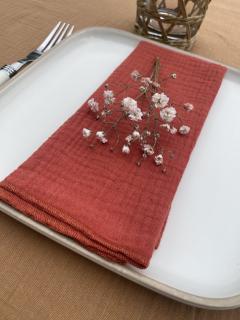 Photo de l'article Lot de 2 serviettes de table en double gaze coton - Couleur Brique