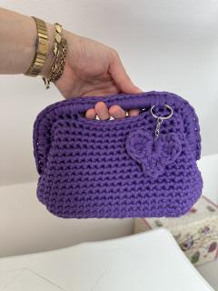 Sac crochet artisanal mauve – clutch Les créations de Menounouche, fait main avec soin, élégant et multi-usage, accessoire mode et cadeau durable / Mauve gehaakte clutch – handgemaakt, elegant en veelzijdig / Handmade mauve crochet clutch – artisan eco-friendly bag by Les créations de Menounouche, chic and reusable