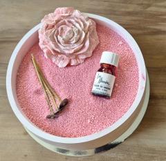 Kit cadeau L bien-être version rose – serviette en nid d’abeille, huile essentielle, savon solide / Wellnesspakket L in roze – etherische olie, handdoek, vaste zeep / Pink L gift box – essential oil, textured towel and handmade soap