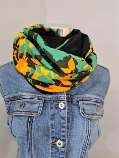 Tour de cou femme – jaune et vert lumineux, fait main en tissu local / Gele en groene halswarmer – lokale stof, handgemaakt / Yellow & green neckwarmer – handmade with local fabric