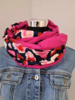 Tour de cou femme en tissu recyclé rose et noir – pièce unique locale / Halswarmer voor dames in gerecycleerde stof – roze en zwart / Recycled fabric neckwarmer for women – pink & black one-of-a-kind