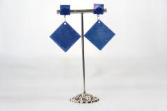 Boucles puces losanges bleus pailletés – effet miroir scintillant / Glanzende blauwe diamantoorstekers – sprankelend spiegel effect / Sparkly blue diamond stud earrings – glittery mirrored finish