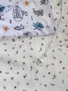 Photo de l'article Pare-soleil poussette UV50 – tissu fleuri pastel