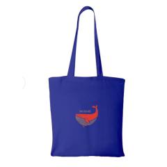 Sac cabas bleu vif Atelier Pipo – baleine design en flocage, personnalisable et local / Blauwe draagtas met walvisprint van Atelier Pipo – handgemaakt in België / Bright blue tote bag with whale print by Atelier Pipo – customisable and handmade in Belgium