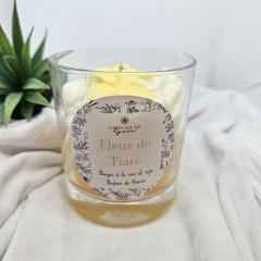 Bougie parfum tiaré, cire de soja vegan – notes solaires et exotiques – sculpture artisanale pour un moment d’évasion / Tiaré kaars met zonnige geur – vegan sojawas – ambachtelijk en uniek / Tiare flower soy candle – sunny, exotic scent – handmade and vegan