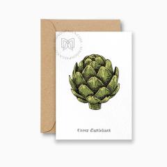 Carte artichaut cœur tendre – illustration artisanale belge, pleine de charme et symbolique, à encadrer ou offrir / Artisjokkaart – symbolisch en liefdevol – lokale Belgische illustratie / Artichoke heart postcard – symbolic, handmade Belgian illustration – perfect small gift
