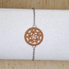 Photo de l'article Bracelet motif rond - Marron tabac & argent (M)