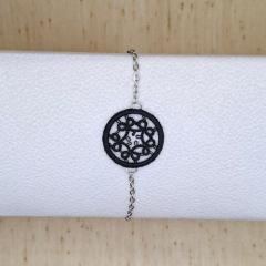 Photo de l'article Bracelet motif rond - Noir & argent (M)