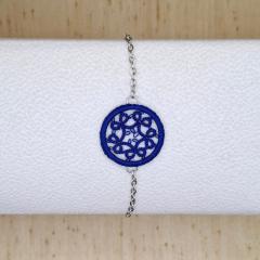 Photo de l'article Bracelet motif rond - Bleu marine & argent (M)